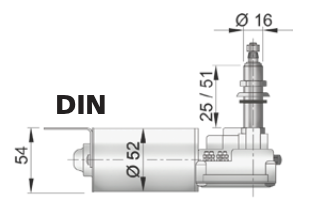 Vetus Scheibenwischermotor, kurze und lange konische Welle, 12 und 24V