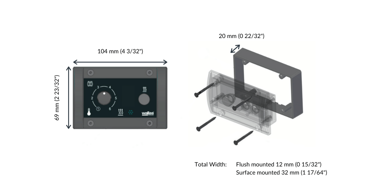Wallas 26CC Hütten-Heizung 900-2600W dunkelgrau, ohne Frontplatte