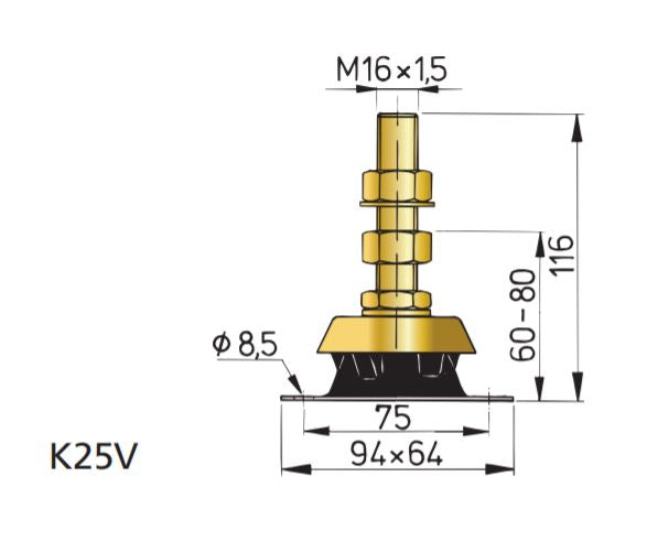 Vetus flexibles Motorlager Typ K25 & K35V
