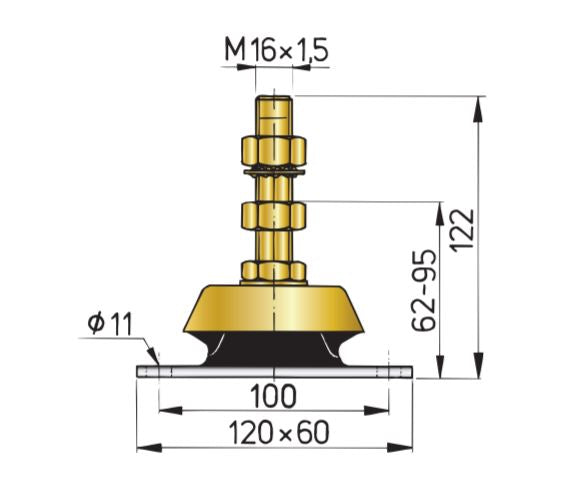 Vetus flexibles Motorlager Typ K50 bis K100