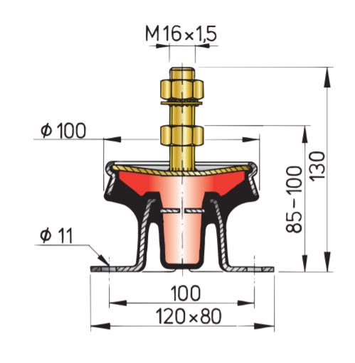Vetus flexibles Motorlager Typ MITSTEUN