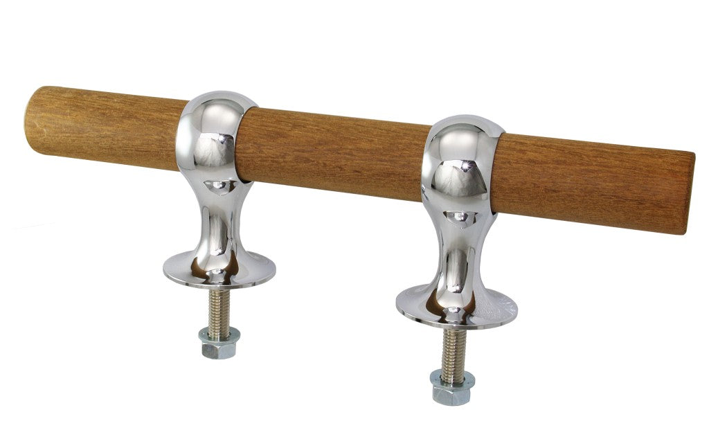 Pollerklampe verchromt 350mm MIT HOLZSTAB