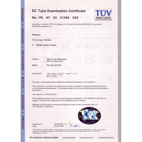 PLASTIMO Anglerweste Plein Sud, XL, + 90 Kg