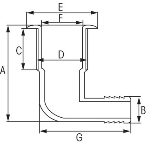 PLASTIMO RIBBED ANGLED THRU-HULL FITTING Ø38MM