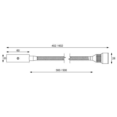 Prebit LED-Flexleuchte 01-1, 500mm seitlich, chrom