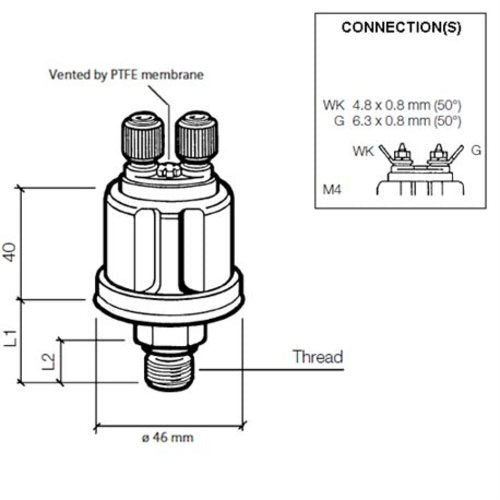 VDO Öldruck Sensor 10bar/150psi, 1p, M18 x 1,5