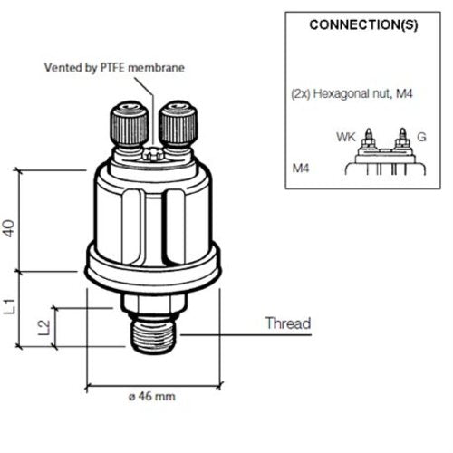 VDO Öldruck Sensor 25bar/350psi, 1p,, M18 x 1,5