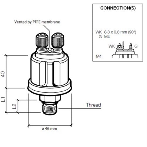 VDO Öldruck Sensor 5bar/80psi, 1p, M14 x 1.5