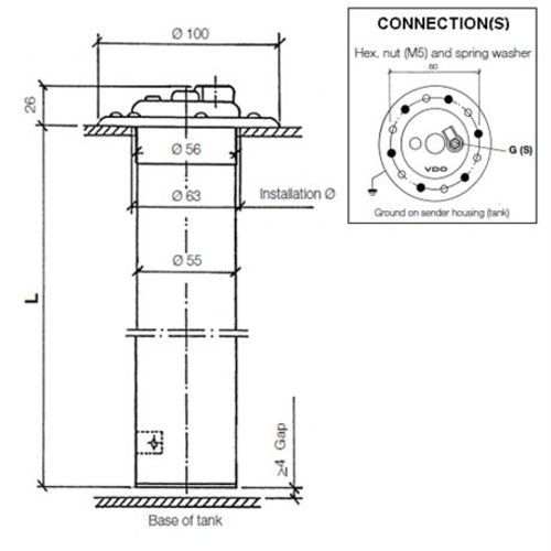 VDO Metall Robust Ø80mm Tauchrohr - 716mm