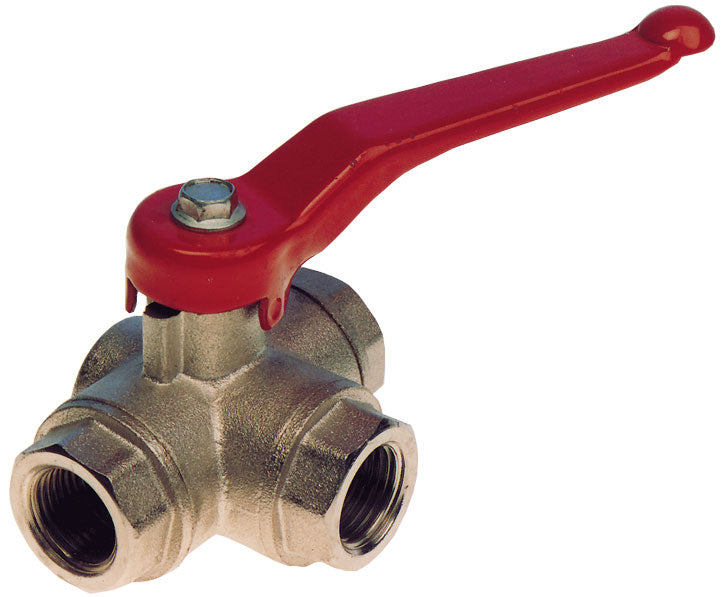 Allpa Messing-Verchromter 3-Wege Kugelhahn 'T-Flow', 1"