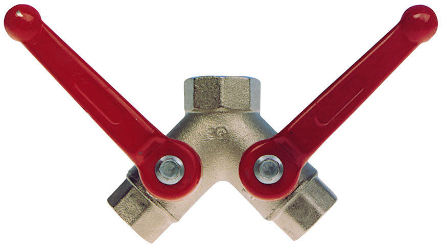Allpa Messing-Verchromter 3-Wege Kugelhahn 'F-Flow', 1/2"X3/8"X3/8"