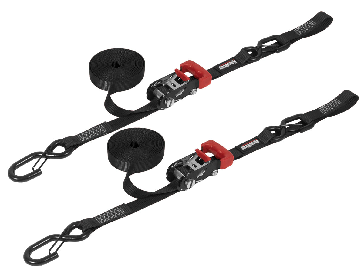 Speedstrap 25 mm Spannband mit S-Haken und Schlaufe, 450 cm, schwarz, 2 St.