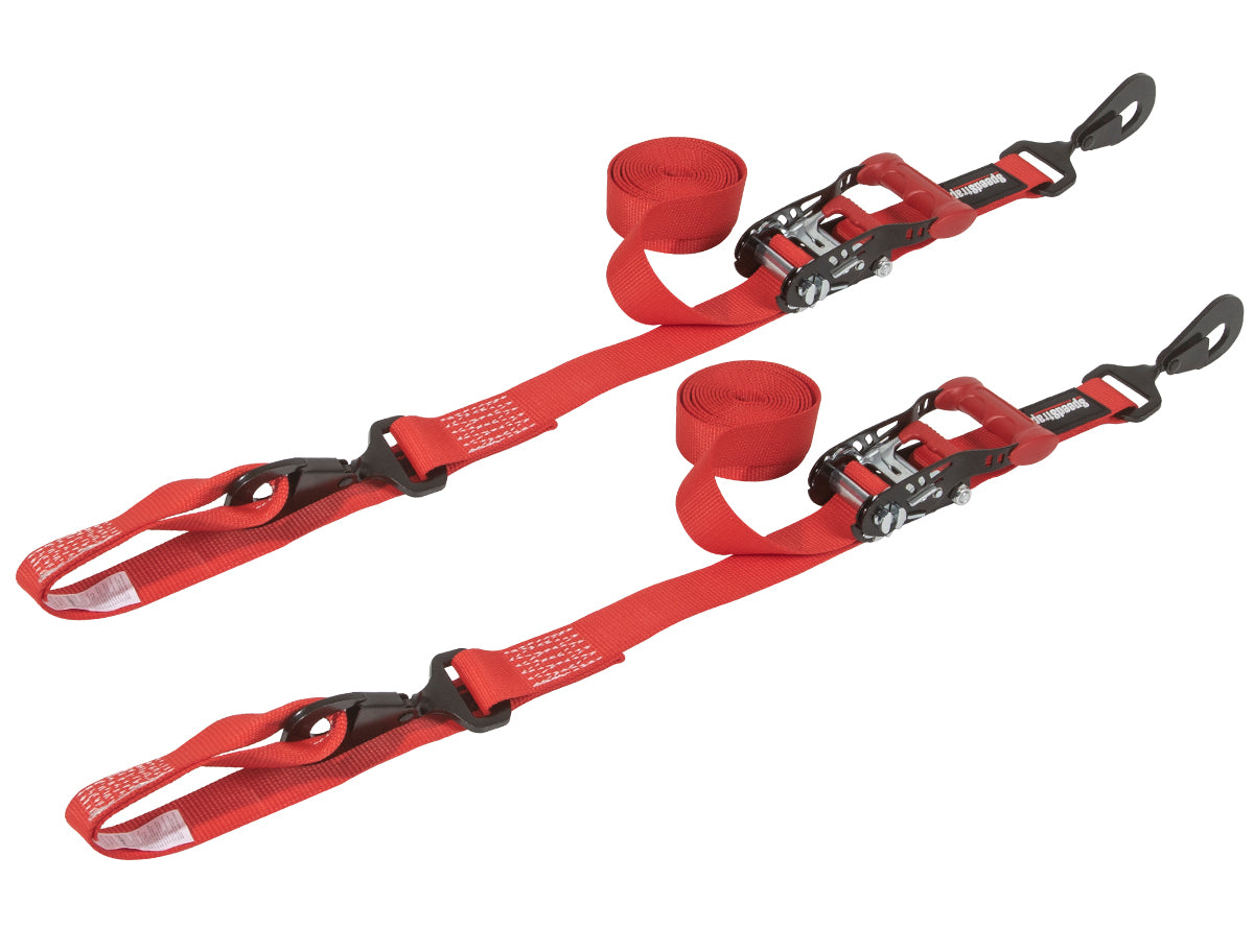 Speedstrap 38 mm Spannband mit Haken und Schlaufe, 300 cm, rot, (2er- Pack)
