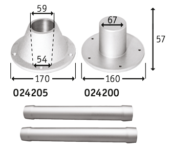 Allpa Aluminium Tischbein, Abnehmbar, H=700mm, Ø55mm