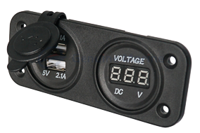 Allpa Wasserdichter Dc Steckdose, 2x Usb & 1x Voltmeter (Doppell)
