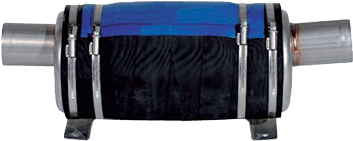 Allpa Niro Wassersammler/Schalldämpfer, Schlauchanschluß Ø100mm, Ein=0°, Aus=45°, 17l