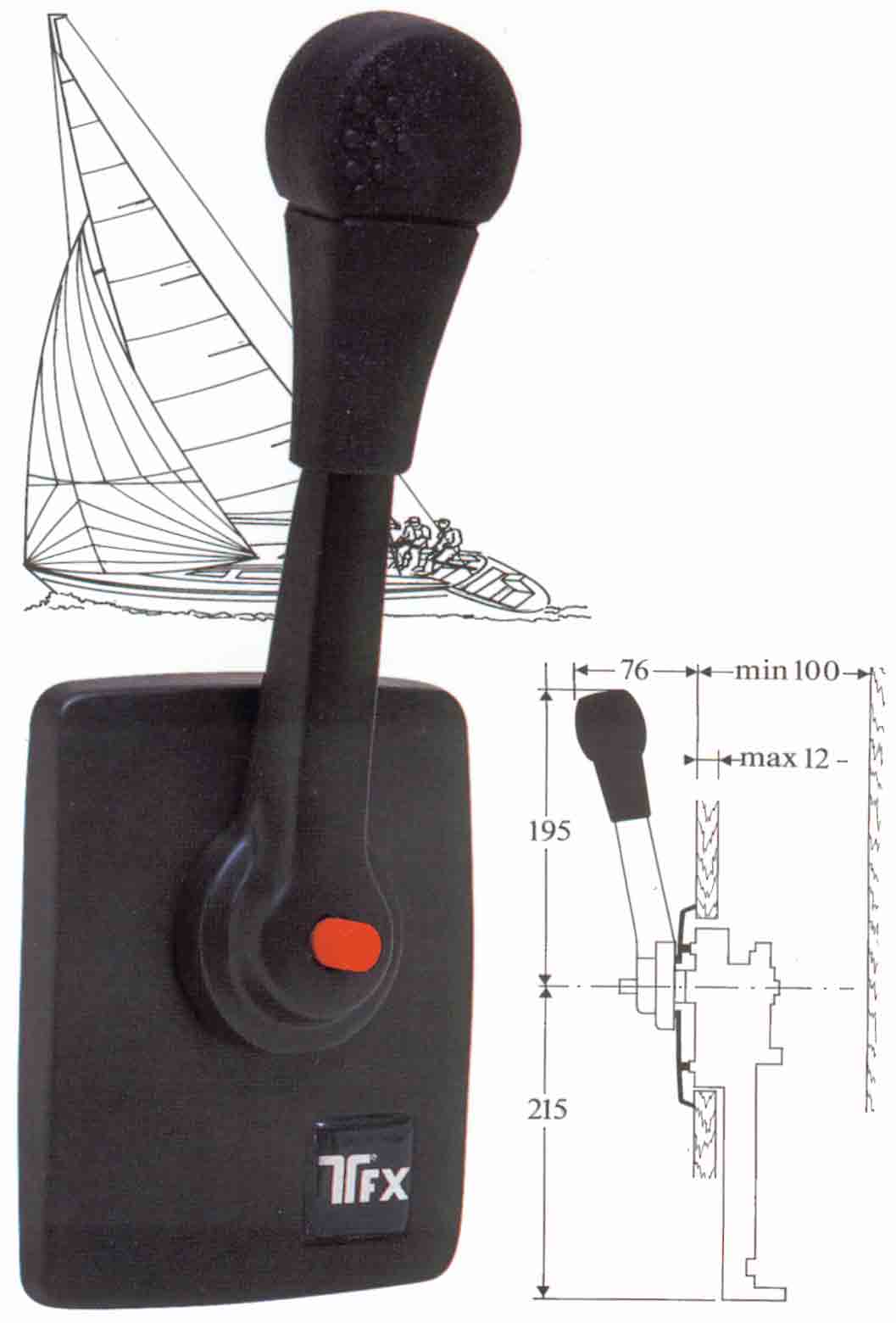 Allpa Einhebel-Fernbedienung B80/S, Seitenmontage, Für Segelschiffe