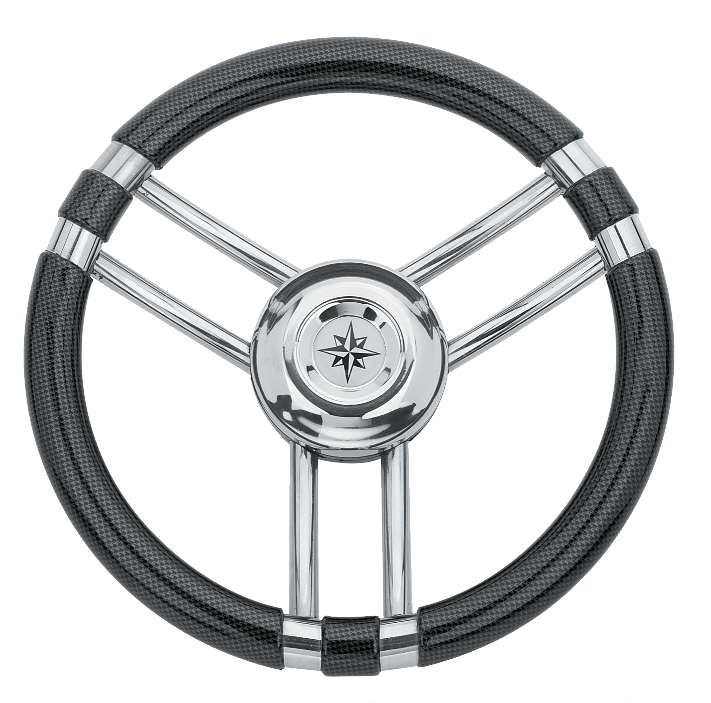 Allpa 3-Speichen Steuerrad 'Modell 22' Niro Mit Carbon-Look Griff, Ø350mm, Tiefe 60mm