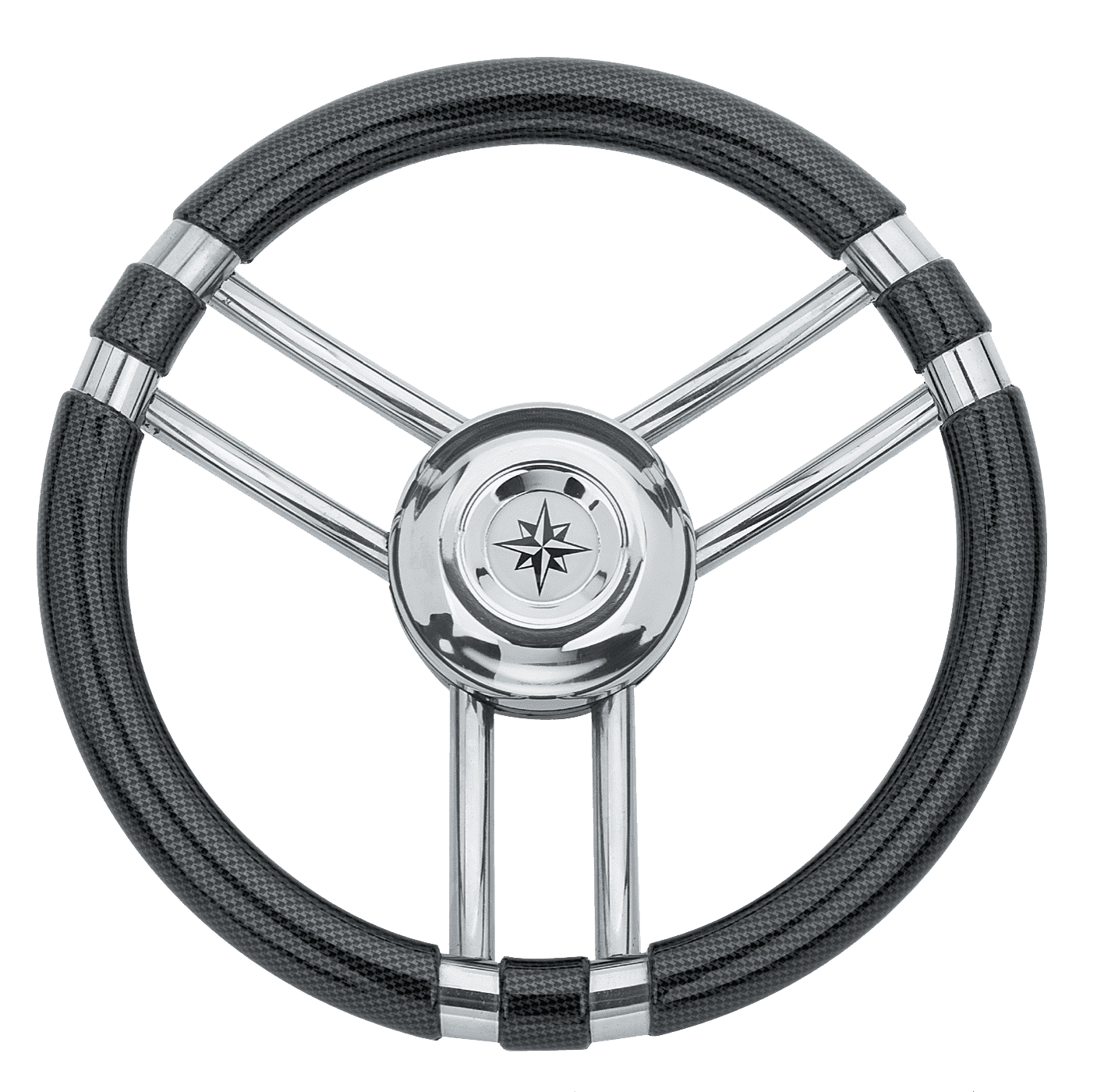 Allpa 3-Speichen Steuerrad 'Modell 22' Niro Mit Carbon-Look Griff, Ø350mm, Tiefe 60mm