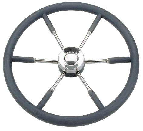 Allpa 6-Speichen Steuerrad 'Typ 9' Niro Mit Schwarzem Pu-Griff, Ø450mm