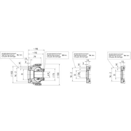 Centaflex Kupplung, M-127 2.2, Max. 250nm (Freizeit), D=50mm, Tk=78mm, Z=4x90°, M=M10