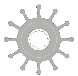 CEF Impeller Neopren 57 mm, 12 Flügel, Volvo-Penta, Yamaha, Yanmar, Nanni, Sole
