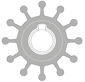 CEF Impeller Nitril 65 mm, 12 Flügel, inkl. Dichtung und Gummiplättchen, Sherwood 15000k