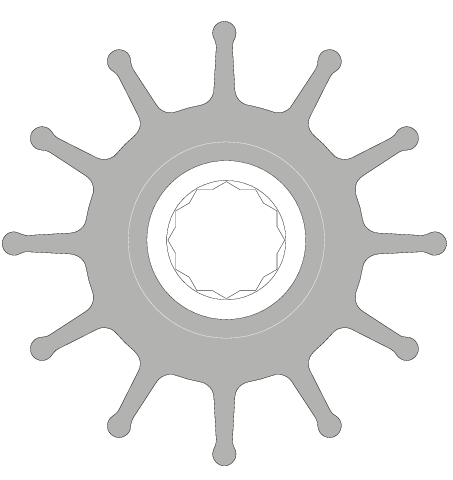 CEF Impeller Neopren 95 mm, 12 Flügel, inkl. Dichtung und Gummiplättchen, Yanmar