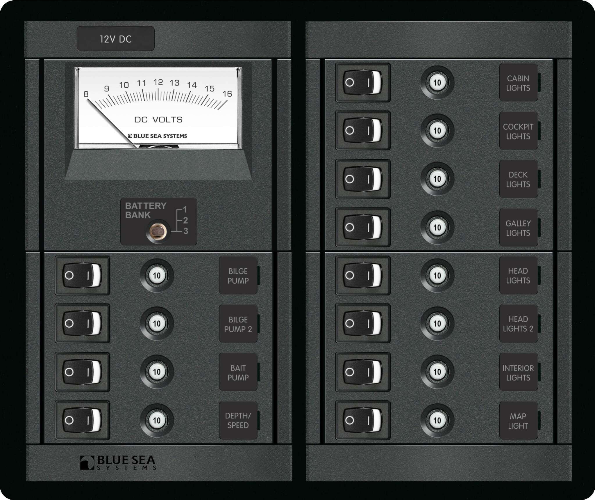 Panel 360 DC 12pos Sw CLB Voltmeter S