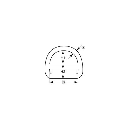 SEA SURE D-Ring mit Steg unpoliert A4 6x50mm