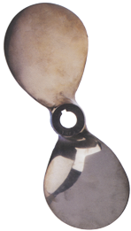 Radice 2-Blatt Bronzener Schiffspropeller Typ K11, 14"X12", Wellenbohrung Ø25mm, Konus 1:10, Rechts