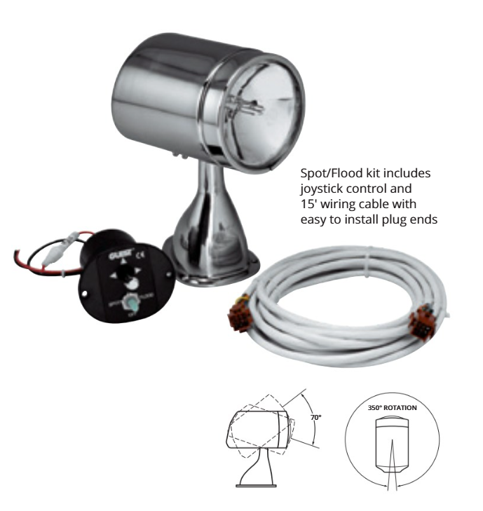 Marinco INOX Suchscheinwerfer 127 mm mit Joystick – Spot & Flutlicht 12V (22041A)