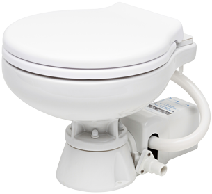 Allpa Space Saver Elektrische Toilette, 12v, Zufuhr Ø19mm, Abfuhr Ø25mm, Gewicht 9kg (Soft-Close)