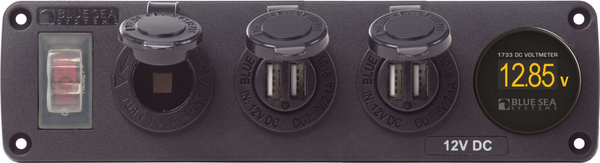 Panel Acc H2O 2 USBs, Socket, Voltmeter