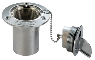 Allpa Messing-Verchromte Deckeinfüllstütze 'Diesel', Schlauchanschluss Ø50mm, Flansch Ø89mm, Lochmass Ø50mm
