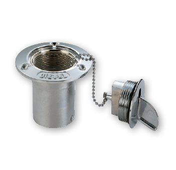 Allpa Verchromtes Messing Deckeinfüllstützen 'Fuel'; Schlauchanscluss Ø50mm, Flansch Ø89mm, Lochmass Ø50mm