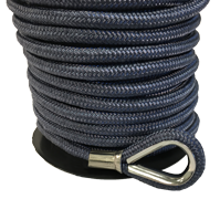 Allpa Polyester Blei-Ankerleine, 10mmx30m, Bleivorläufer=10m, Mit Niro Kausch, Dunkelblau (Bruchlast 800kg)