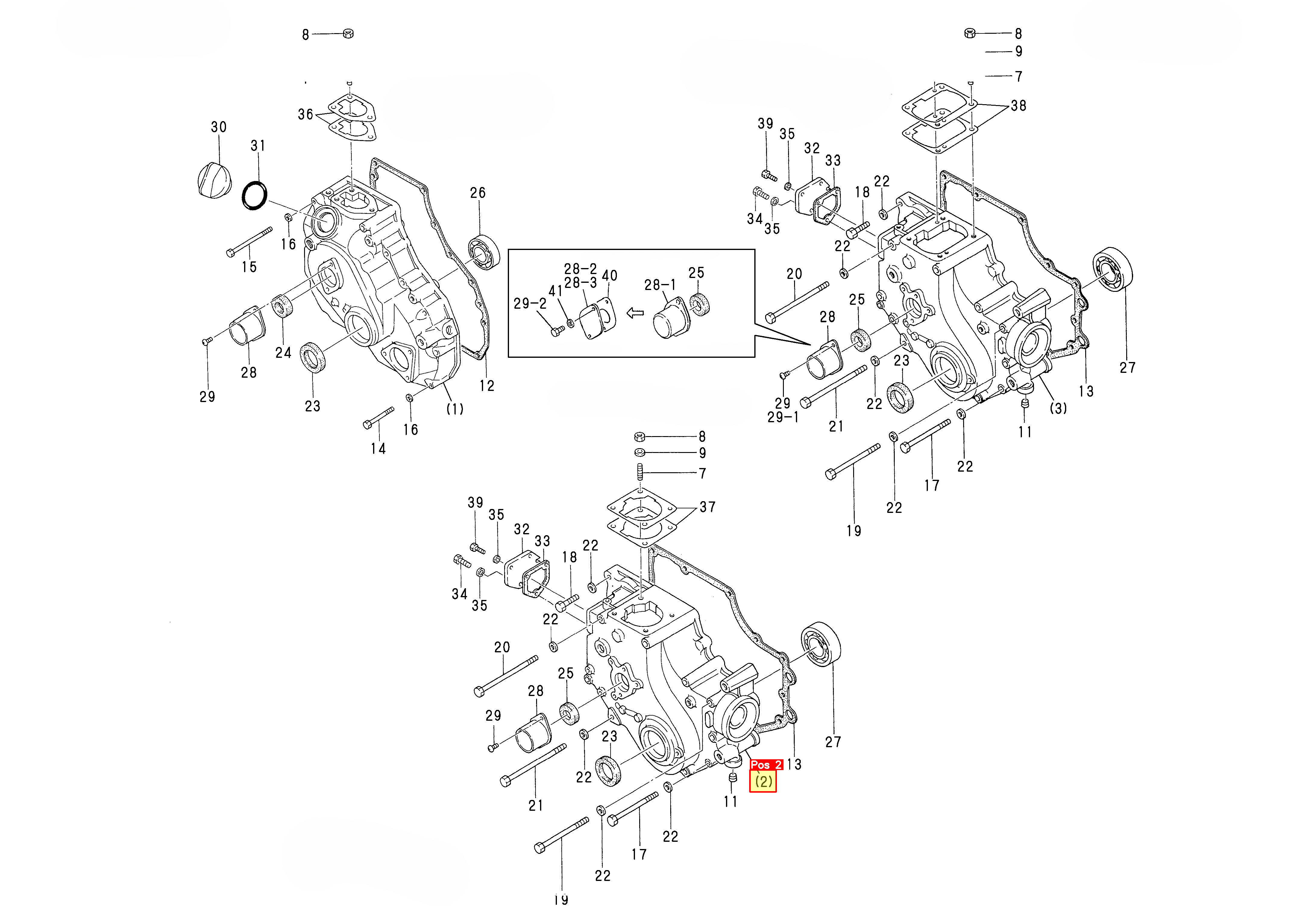 Yanmar Gehäusebaugruppe, Getriebe