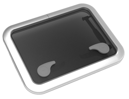 Goïot Aluminium Luken Modell 'Opal 30', Satin, Abm. 511x381mm, Lochmaß 457x327mm, Rahmen 15mm