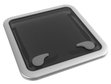 Goïot Aluminium Luken Modell 'Opal 44', Satin, Abm. 496x496mm, Lochmaß 442x442mm, Rahmen 15mm