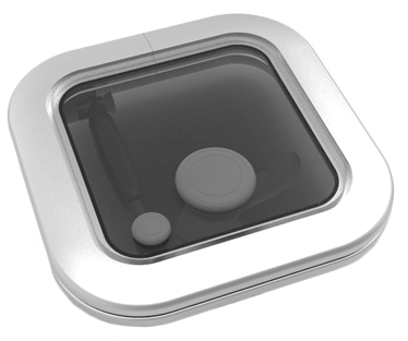 Goïot Aluminium Luken Modell 'Opal 00', Satin, Abm. 265x265mm, Lochmaß 211x211mm, Rahmen 15mm