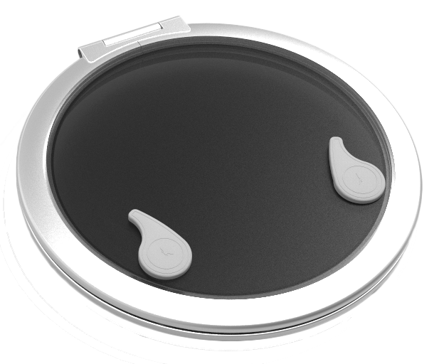 Goïot Aluminium Luken Modell 'Opal 18', Satin, Abm. Ø474mm, Lochmaß Ø420mm, Rahmen 15mm