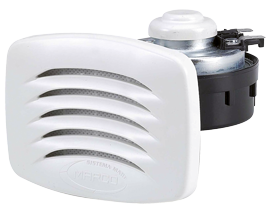 Allpa Elektromagnetisches Einbau-Signalhorn Mit Weißem Kunststoff-Grill & Niro Montagebügel, Einklang, 12v