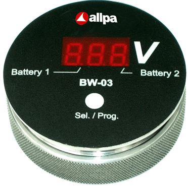 Allpa Batterie Kontrollmonitor Modell 'Bw-03', Intelligenter Spannungsmesser Für Mehrere Batterien, Anzeige: Rot