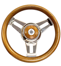 Allpa 3-Doppelspeichen-Edelstahl-Lenkrad Modell 31 Teak, Ø=350mm