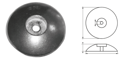 Allpa Aluminium Runde Ruderblattanode, Ø90mm (0,2kg)