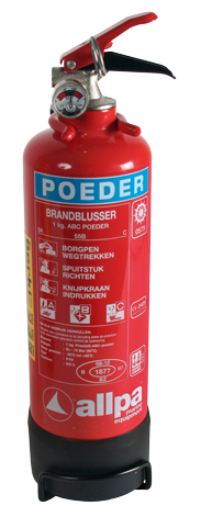 Allpa Pulverlöscher 1kg, Ø85mm, H=350mm (Feuerklasse A+B+C)