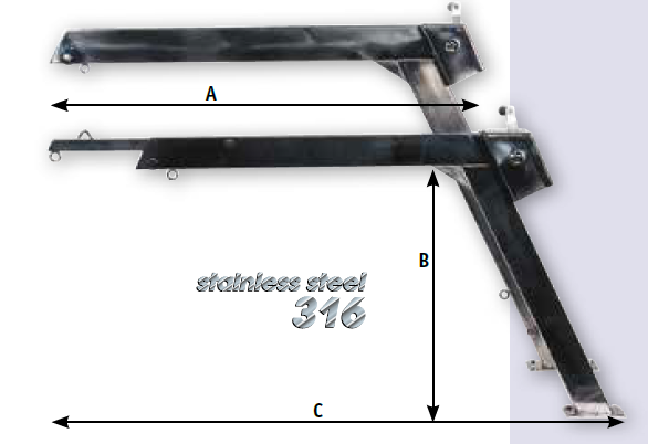 Allpa Niro Davit Mit Tau, Block Und Winsch, Teleskop-Ausführung, 120kg (Preis Pro Stück)