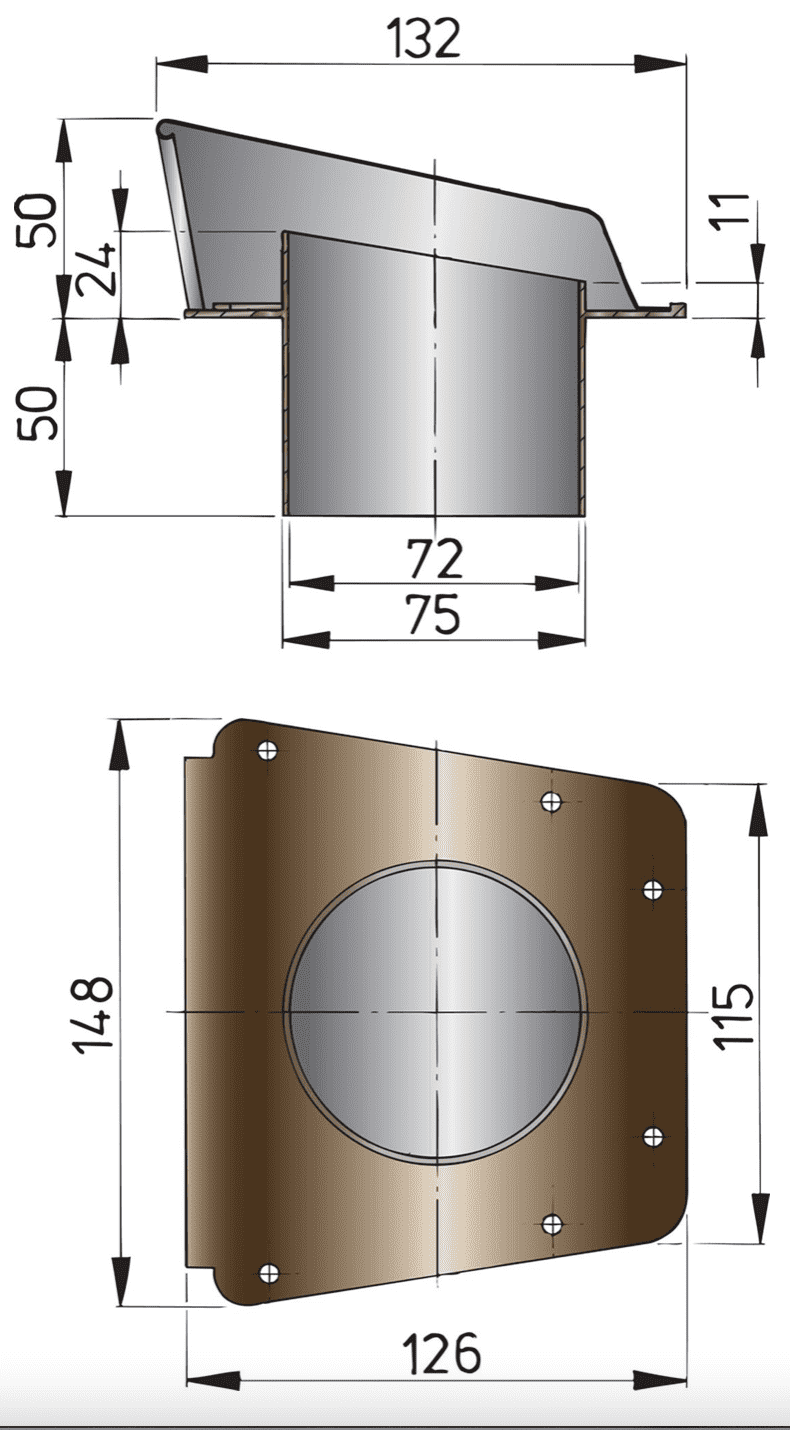 Vetus Lüftungsmuschel SCIROCCO, AD=75mm