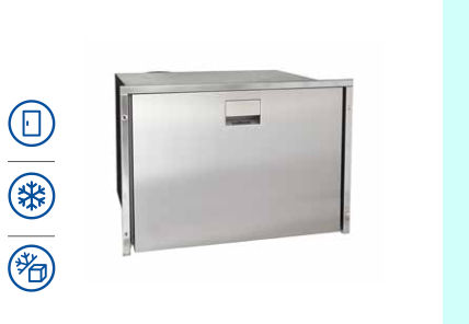 Isotherm Drawer Inox Clean Touch 70 Liter Schubladengefrierschrank mit Eiswürfelfunktion 115V